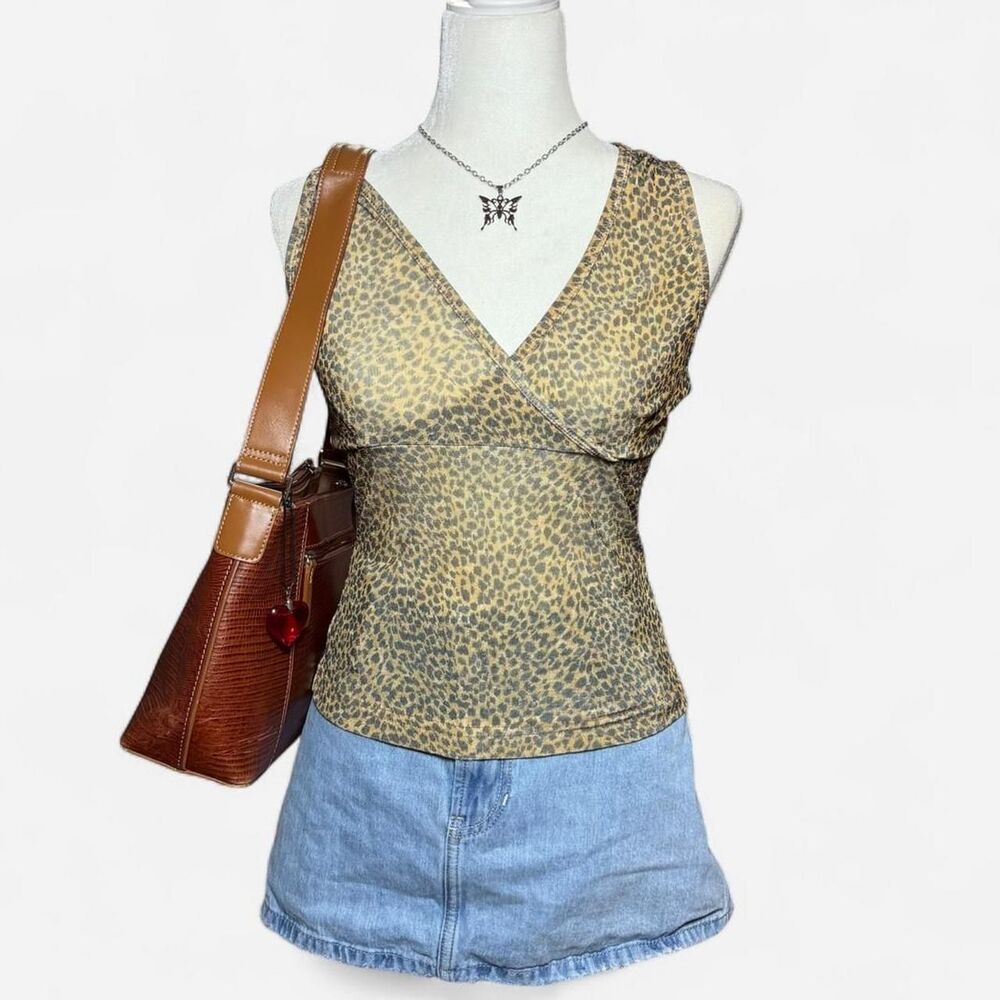 Vintage Y2K XOXO Animal Print Mesh Whimsy Glam Tank Top